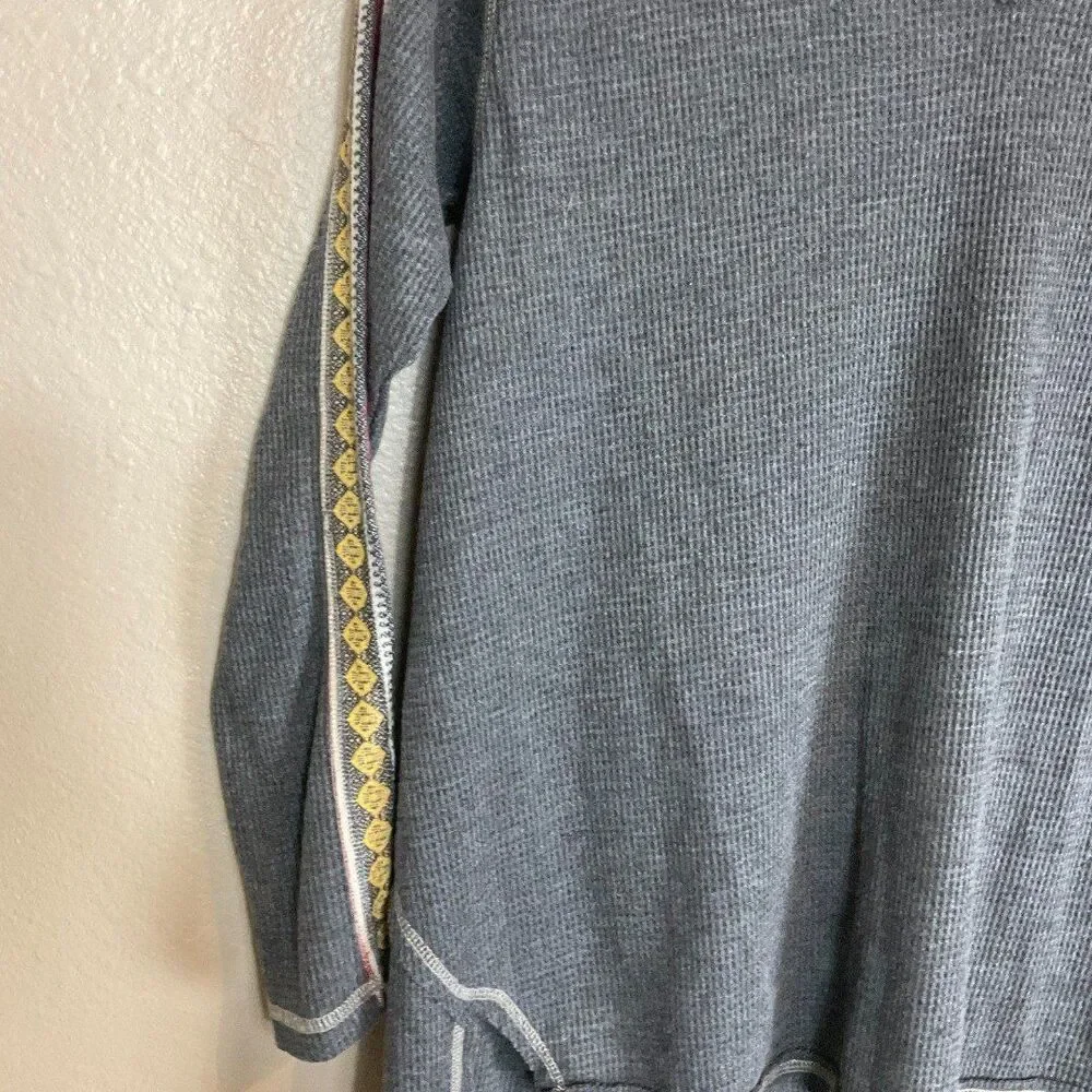 Mystree Top Women S Gray Waffle Knit Tee Shirt Long Sleeve Scoop Neck Thermal E3